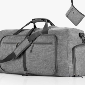 Foldable Travel Duffle Bag, Lightweight Checked Luggage with Shoe Compartment, Water-Resistant Weekender Overnight Bag for Men & Women