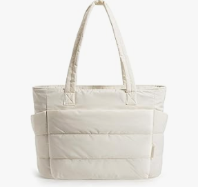 Lightweight Puffy Tote Bag with Compartments Shoulder Bag Handbag for Travel, Work, Gym