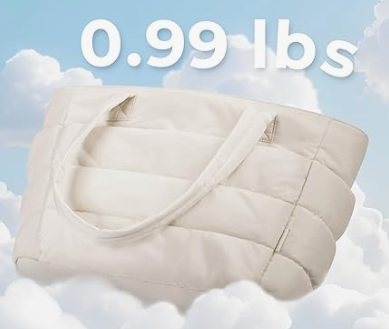 Lightweight Puffy Tote Bag with Compartments Shoulder Bag Handbag for Travel, Work, Gym